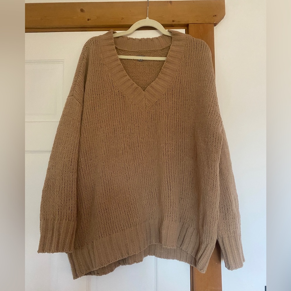 Aerie Tan Oversized chunky sweater super soft size medium